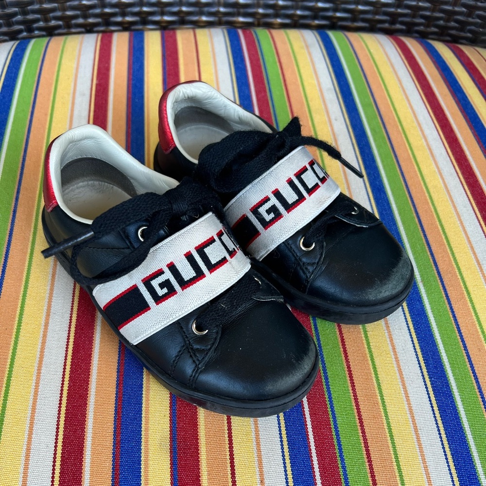Gucci Kids 24 EU Children's Ace sneaker with LOGO stripe US 8 black